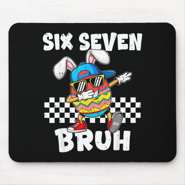 Boys Easter Funny Dabbing Bunny Bruh Six Seven 67  Mouse Pad (Front)