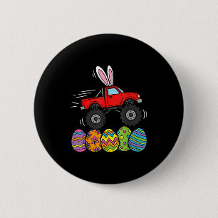 Boys Easter Monster Truck Happy Easter Day Eggs To 6 Cm Round Badge