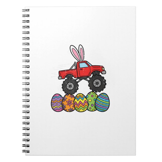 Boys Easter Monster Truck Happy Easter Day Eggs To Notebook (Front)