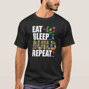 Boys Eat Sleep Build Repeat Funny Building Blocks T-Shirt