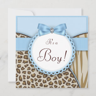 Boys Elegant Safari Baby Shower Invitation