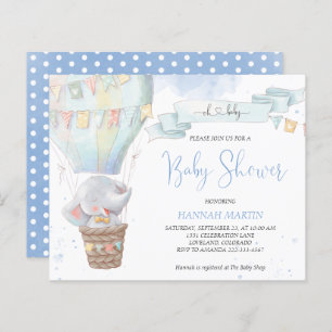 Boy's Elephant Budget Baby Shower Invitation