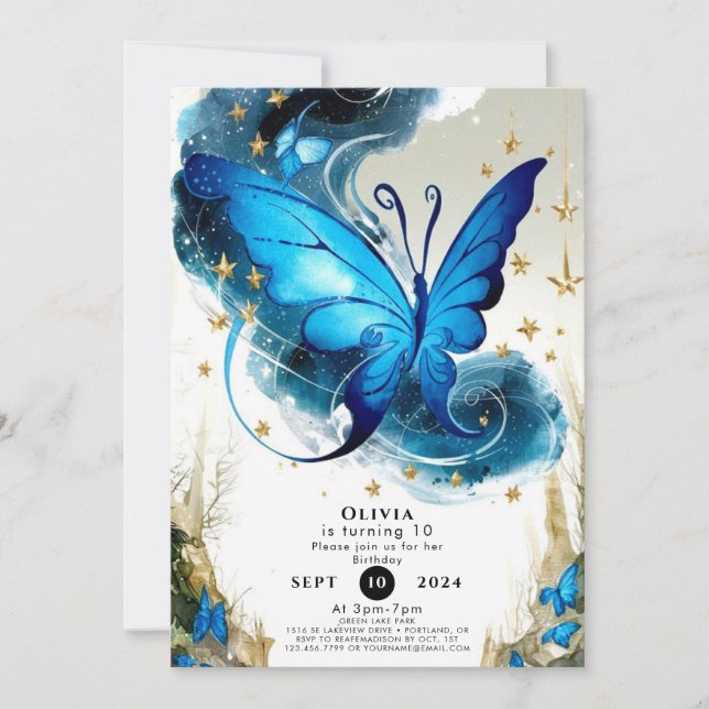 Boy's Enchanted Butterfly Birthday Invitation (Front)