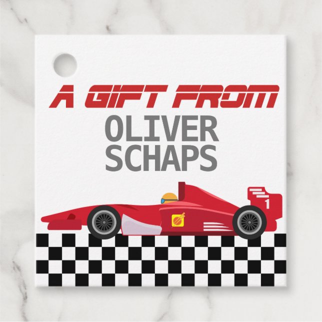 Boys F1 Racer Gift Tag (Front)