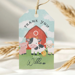 Boys Farm Animal Barnyard Birthday Favour Gift Tags