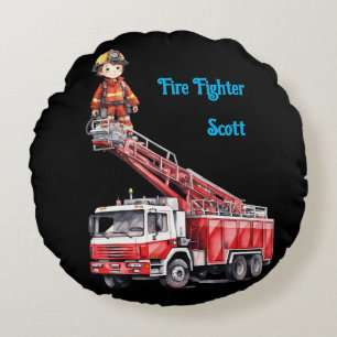 Boy's Fire Fighter Round Cushion