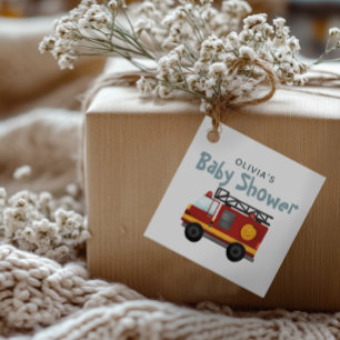 Boys Fire Truck Cute and Modern Baby Shower Favour Tags