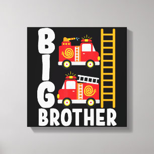 Boy's Fire Truck Fire Theme Big Brother Fire Engin Canvas Print
