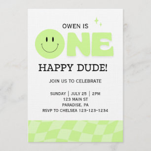 BOYS FIRST BIRTHDAY INVITATION ONE HAPPY DUDE