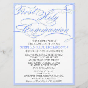 Boy's First Communion Invitation Blue