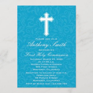 Boy's First Comunion Invitation with Cross