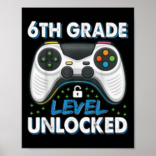 Boys First Day Of 6th Grade Shirt Kids Gaming Back Poster