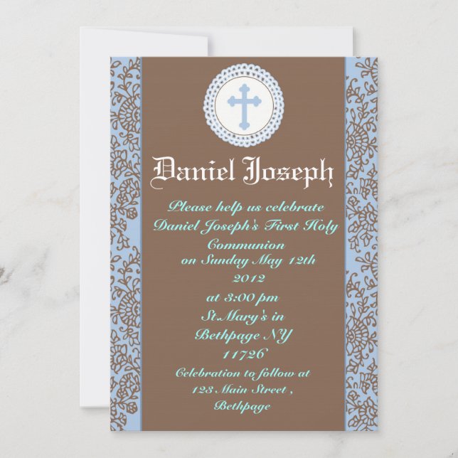 Boys First Holy Communion Invitations (Front)