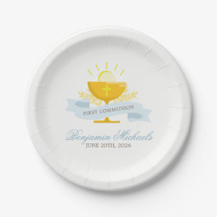 Boys First Holy Communion Personalized Paper Plate