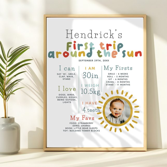 Boys First Trip Around The Sun Birthday Milestone Poster (Creator Uploaded)