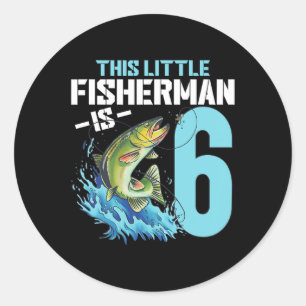 Boys Fishing Birthday Shirt 6 Year Old Boy Fisherm Classic Round Sticker