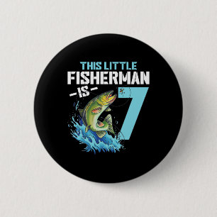 Boys Fishing Birthday Shirt 7 Year Old Boy Fisherm 6 Cm Round Badge