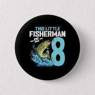 Boys Fishing Birthday Shirt 8 Year Old Boy Fisherm 6 Cm Round Badge