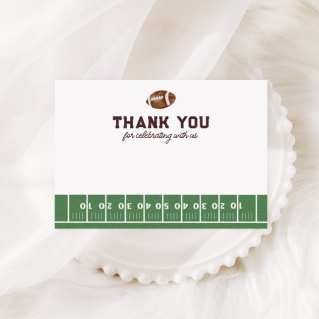 Boy's Football 1st Birthday Touchdown Thank You Card (Creator Uploaded)