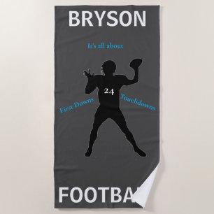 Boys Football First Down Touchdown Beach Towel