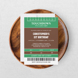 Boys Football Green Sports Birthday Invitation