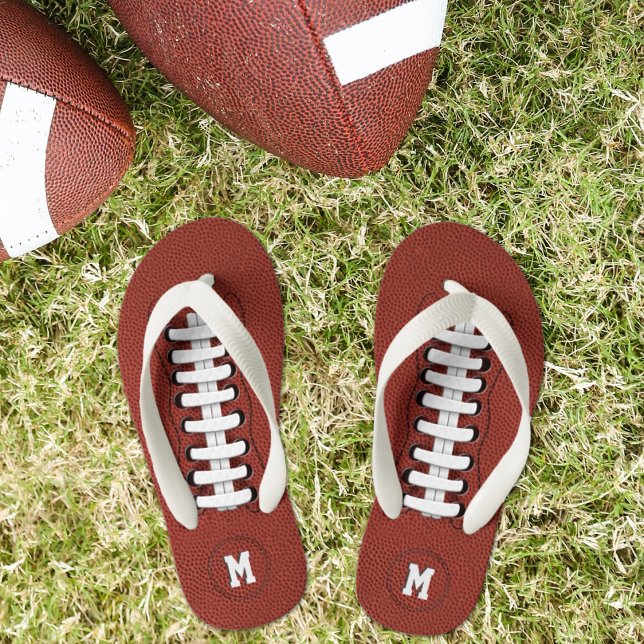 Boys Football Monogrammed Kids Flip Flops (Creator Uploaded)