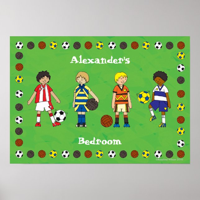 Boy's Football Soccer Personalised Poster (Front)