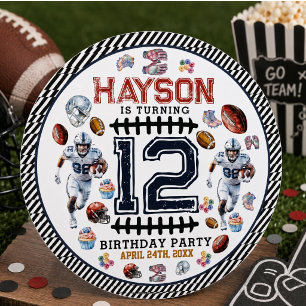 Boys Football Sports Birthday Party Classic Round Sticker