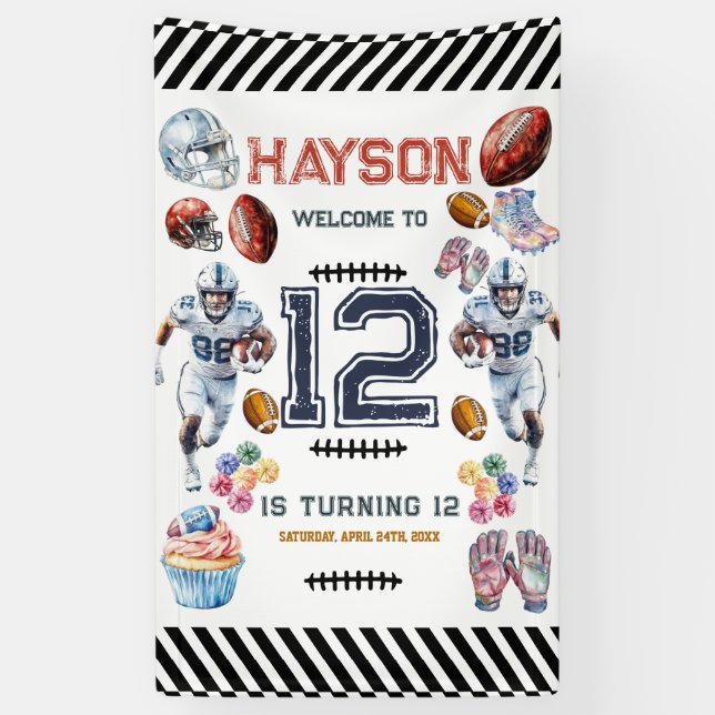  Boys Football Sports Birthday Party Welcome Banner (Vertical)
