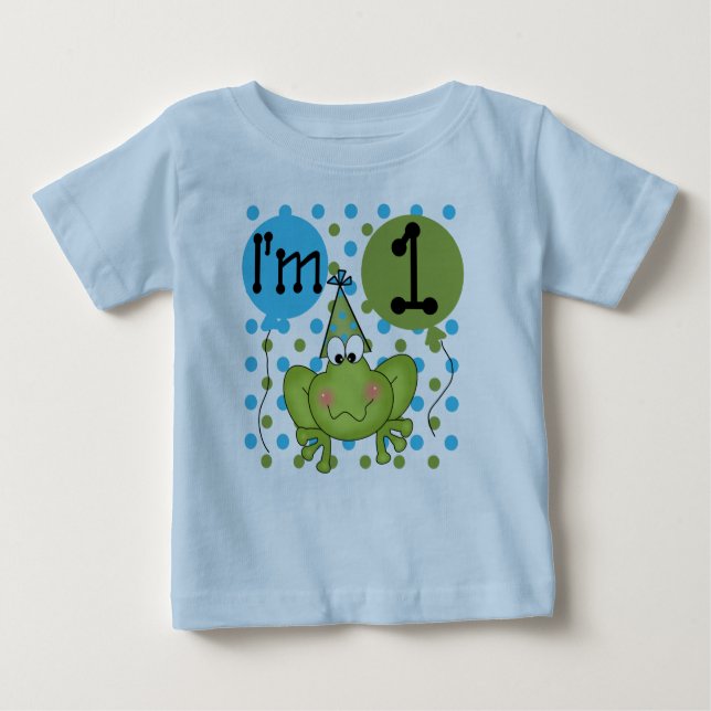 Boys Frog First Birthday Baby T-Shirt (Front)