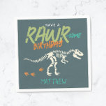 Boys Fun Dinosaur Dig Fossil Kids Birthday Napkin<br><div class="desc">This cute and fun boys birthday napkin design features a t-Rex dinosaur skeleton design. The napkins can be personalised with your kids name - the perfect dinosaur fossil dig themed tableware for your little ones party!</div>