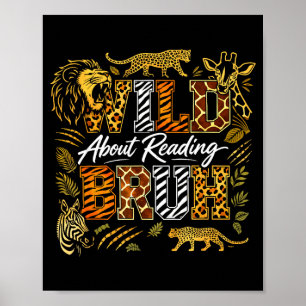 Boys funny wild animal about reading bruh book poster