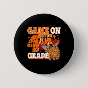 Boys Game On 4th Grade Basketball Back To School T 6 Cm Round Badge