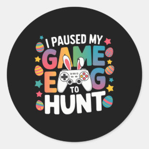 Boys Gamer Egg Hunt Easter Day Video Games Bunny G Classic Round Sticker