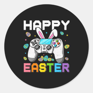 Boys gamer happy easter day video games bunny gami classic round sticker