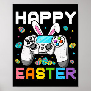 Boys gamer happy easter day video games bunny gami poster