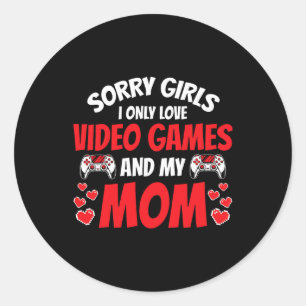Boys Gamer Valentines Day Video Games Funny Gaming Classic Round Sticker
