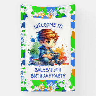 Boy's Gaming Welcome Personalised Birthday Banner