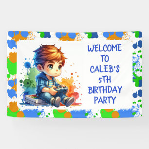 Boy's Gaming Welcome Personalised Birthday Banner