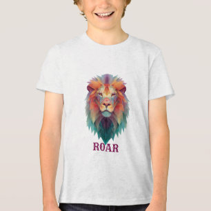 Boys Geometric Lion T-Shirt – Colourful Animal Gra Tri-Blend Shirt
