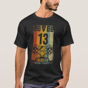 Boys Girls 13th Birthday Level 13 Unlocked Officia T-Shirt