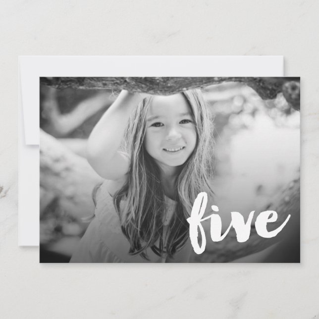 Boys Girls 5th Birthday Number Five Photo Overlay Invitation (Front)