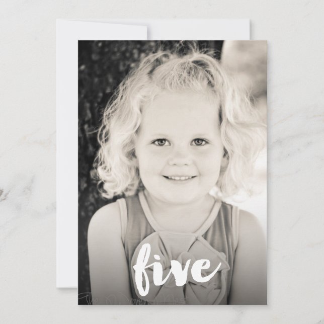 Boys Girls 5th Birthday Number Five Photo Overlay Invitation (Front)
