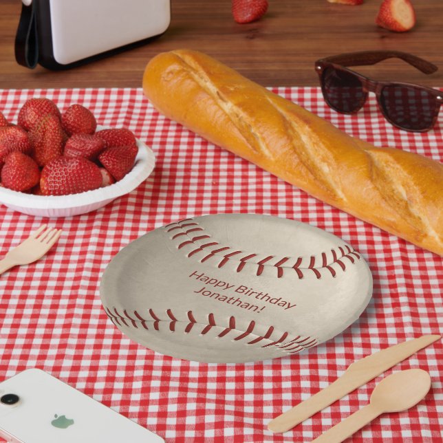 boys girls baseball softball party paper plate (Picnic)