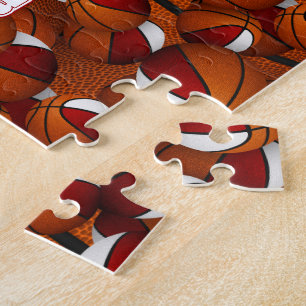 boys girls basketball red white team colors jigsaw puzzle