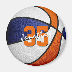 boys girls blue orange team colours basketball magnet