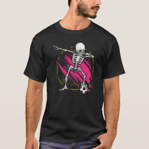 Boys Girls Dabbing Skeleton Soccer Ball T-Shirt