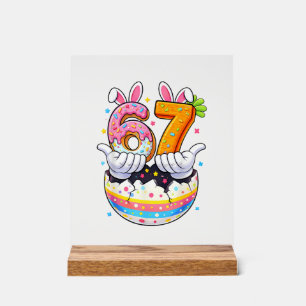 Boys Girls Easter Eggs Funny Bunny Six Seven 67 Me Acrylic Sign