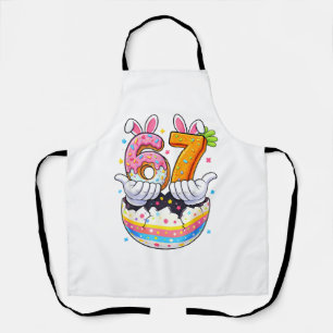 Boys Girls Easter Eggs Funny Bunny Six Seven 67 Me Apron