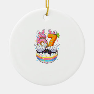 Boys Girls Easter Eggs Funny Bunny Six Seven 67 Me Ceramic Tree Decoration